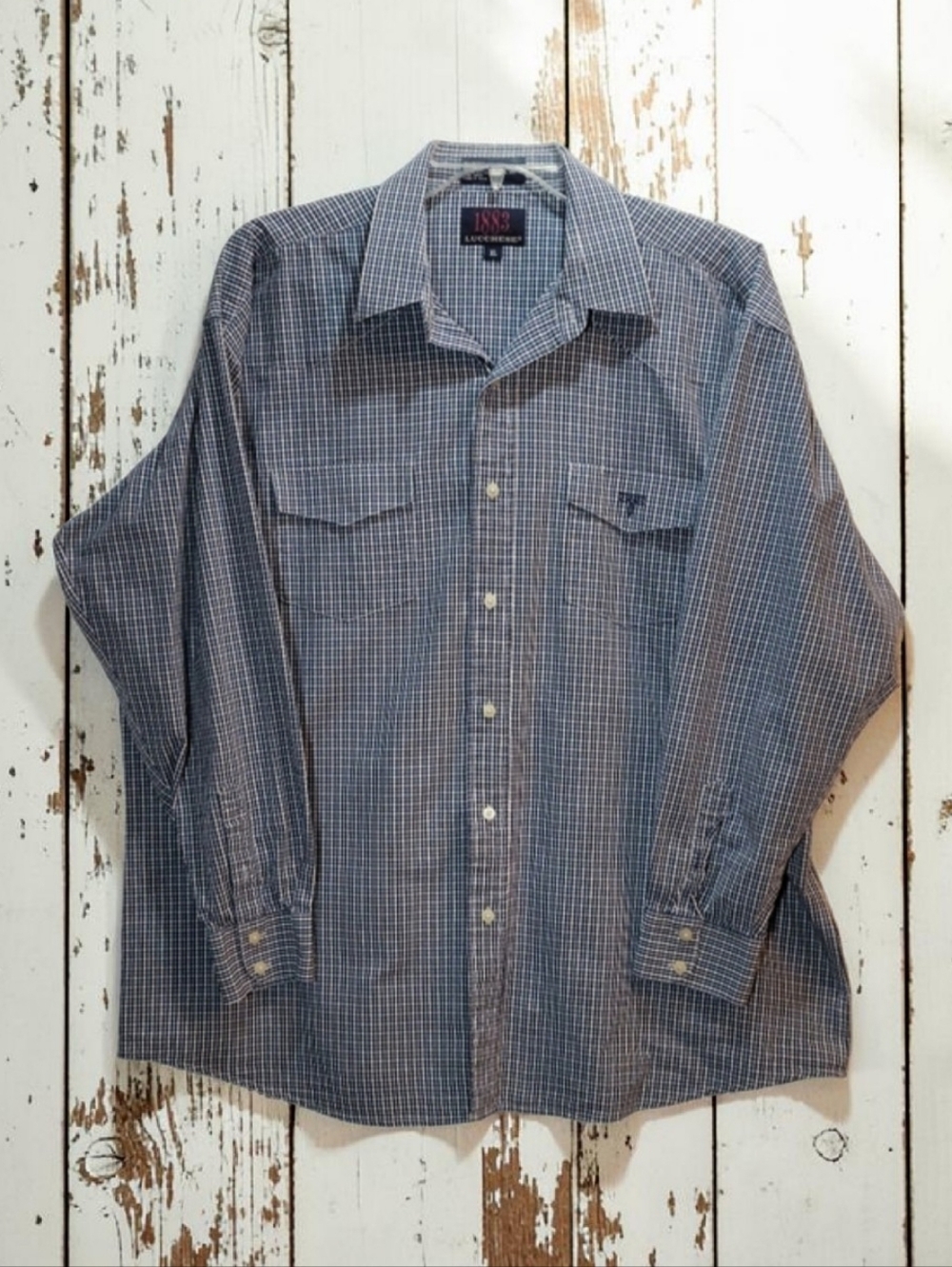Lucchese 1883 Men’s Micro Check Western Cowboy Button Down Shirt XL EUC